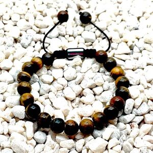Tiger Eye Beaded Bracelet adjustable size 100% natural with gift box